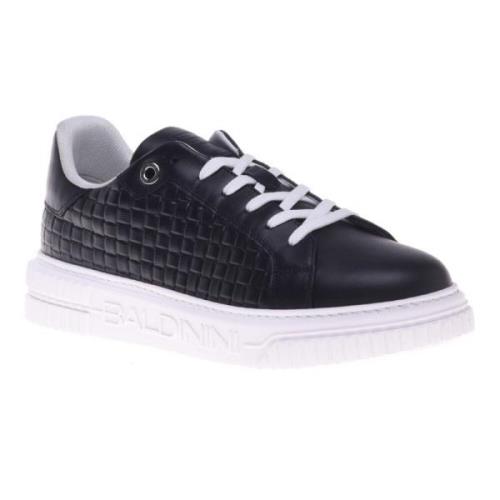 Sneaker in black with woven print