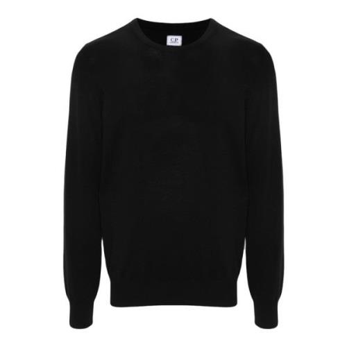 Sort Bomuld Crepe Sweater med Linse