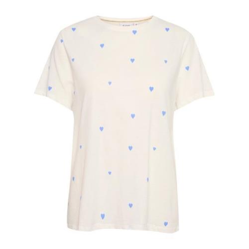 Hjerte Print Bomuld T-Shirt Top