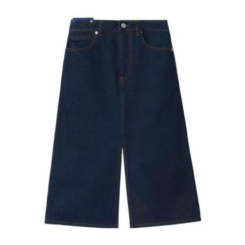 Indigo Blue Denim Midi Nederdel