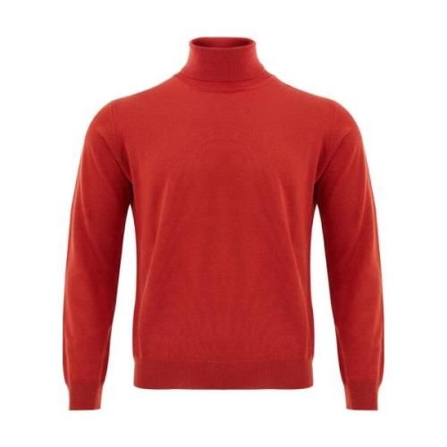 Rød Merinould Turtleneck Sweater, Klassisk