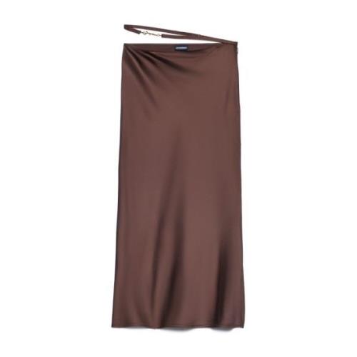 Guld Logo Satin Midi Nederdel