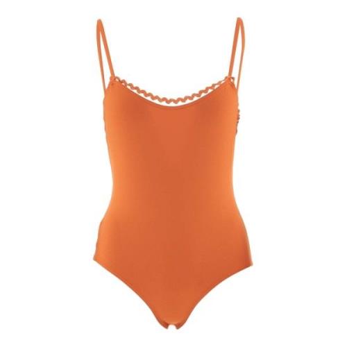 Orange Broderet One-Piece Badedragt