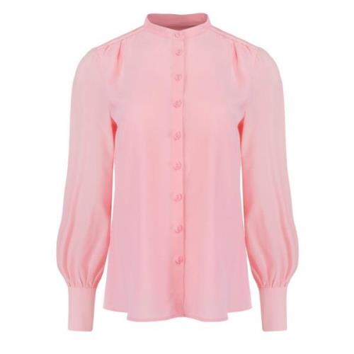Silkekrep de chine skjorte i Candy Pink