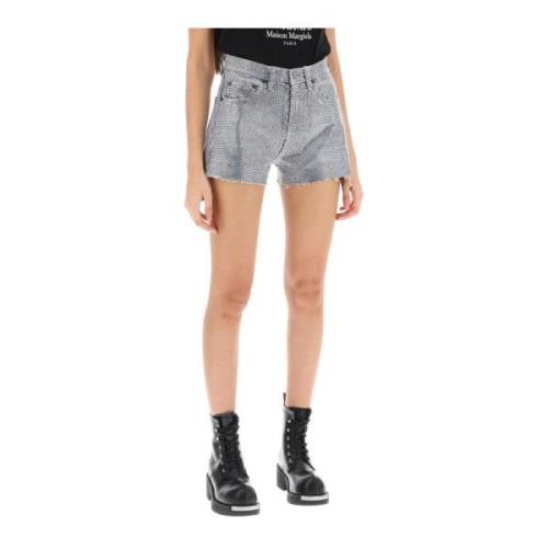 Rhinestone-Studded Denim Shorts