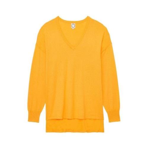 Anton gul cashmere V-udskæring sweater