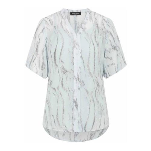 Metallisk Detalje V-Hals Bluse Summer Sky