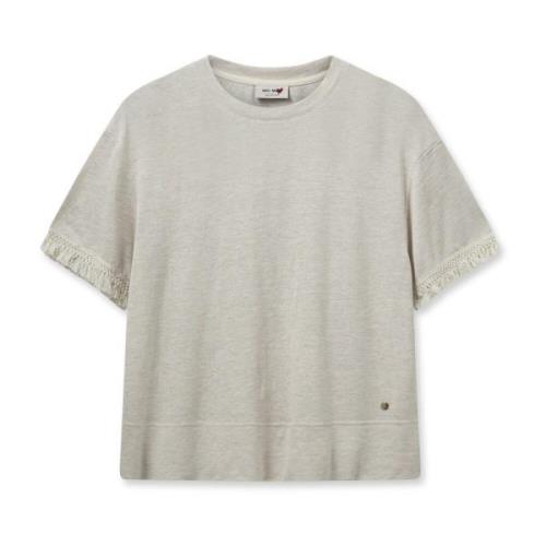 Frynset T-shirt Top i Cement