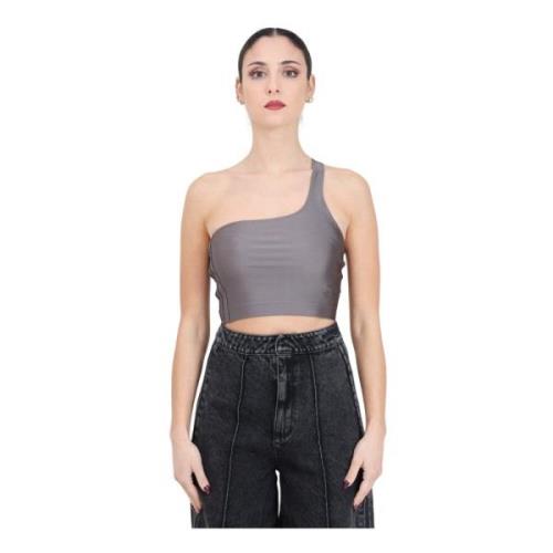 Grå Spandex Crop Top Festivalstil