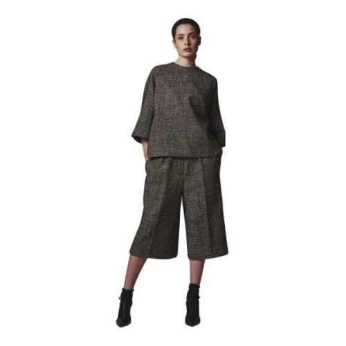 Elastisk Talje Midi Nederdel Tweed