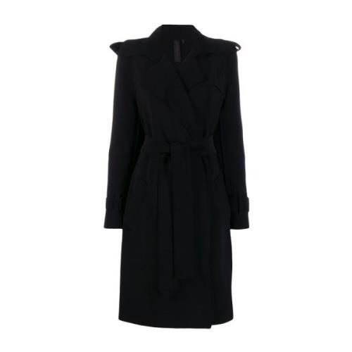 Sort Dobbelt Brystet Trenchcoat