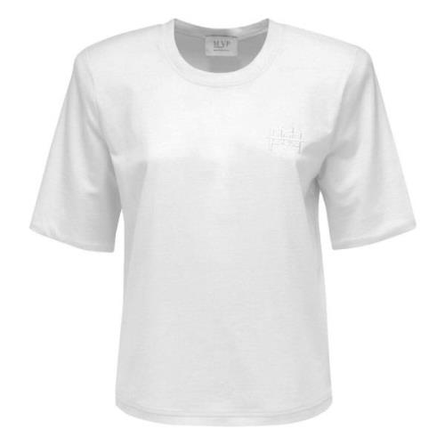 Broderet Rundhals T-shirt med Stropper