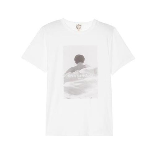 Hvid Bomuld Model Foto T-shirt