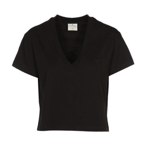 Sort V-hals Cropped T-shirt