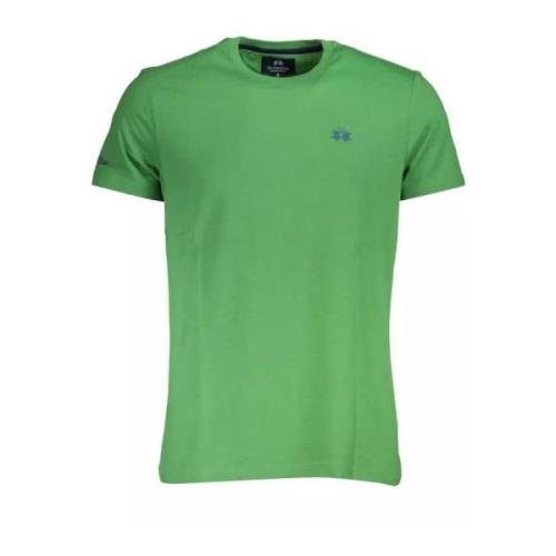 Grøn Bomulds T-shirt med Broderet Logo