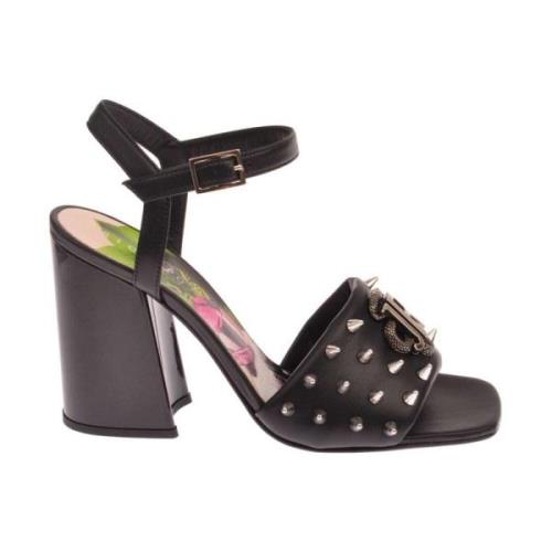 Studded Logo High Heel Sandal