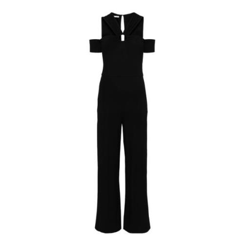 Sort Jumpsuit med V-Hals og Cut-Out Detalje