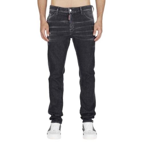 Sort Skater Jeans med Distressed Look