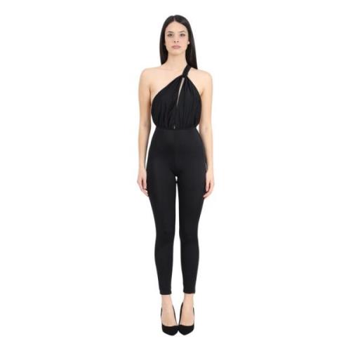 Sort Jumpsuit Rygløs Enskulders V-hals