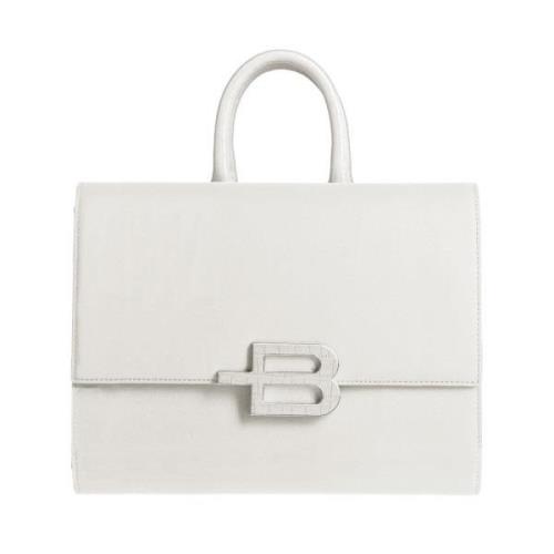 Hvid lædertaske med B-logo