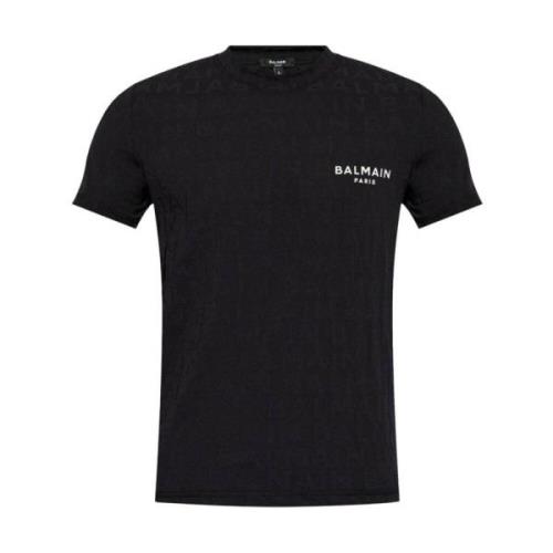 Sort Stræk Slim Fit Logo T-Shirt