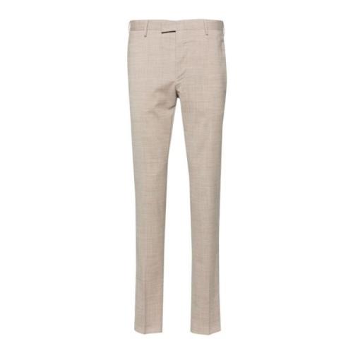 Beige Uld Skræddersyet Bukser Slim Fit