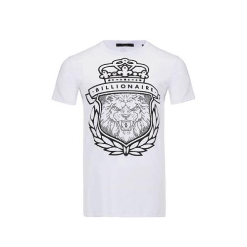Hvid Logo Print Bomuld T-Shirt
