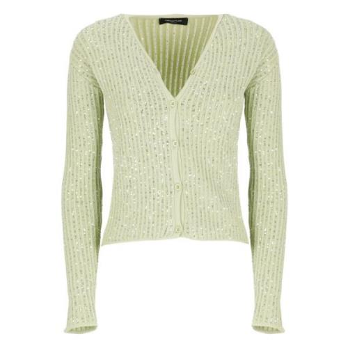 Grøn Paliet V-Hals Cardigan Sweater