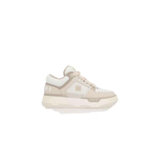 Lav-Top Læder Sneakers i Hvid/Beige