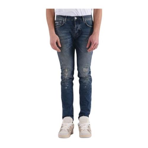 Mørke Revnede Skinny Jeans Frynset Kant