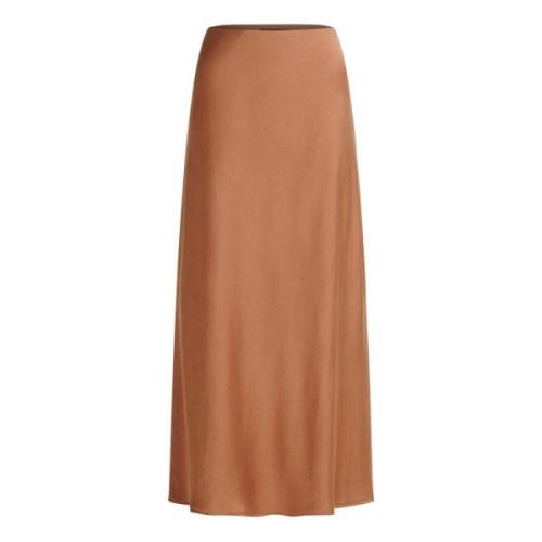 Blomstret Satin Midi Nederdel