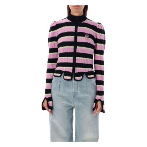 Divina Strikket Zip-Up Sweater Pink/Gul