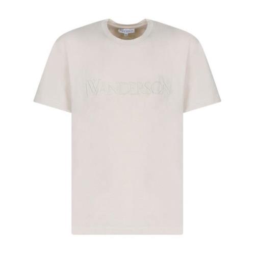 Beige Logo Broderet T-shirt