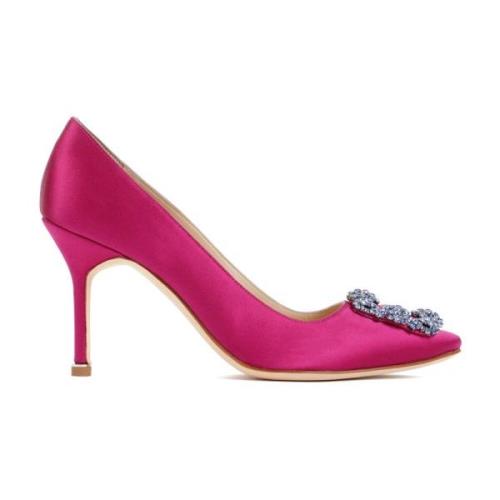 Rosa Satin Krystal Spænde Pumps