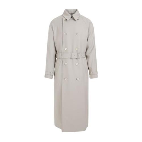 Grå Uld Trenchcoat