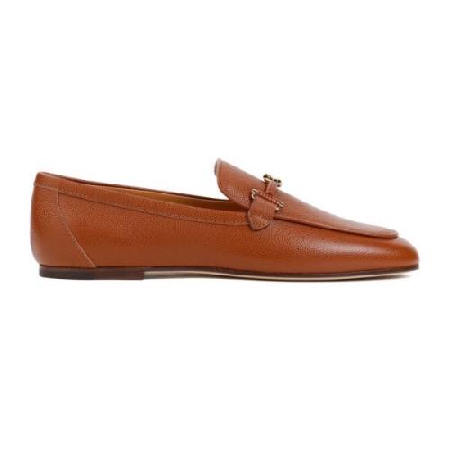 Brun Læder Loafers Minimal Design