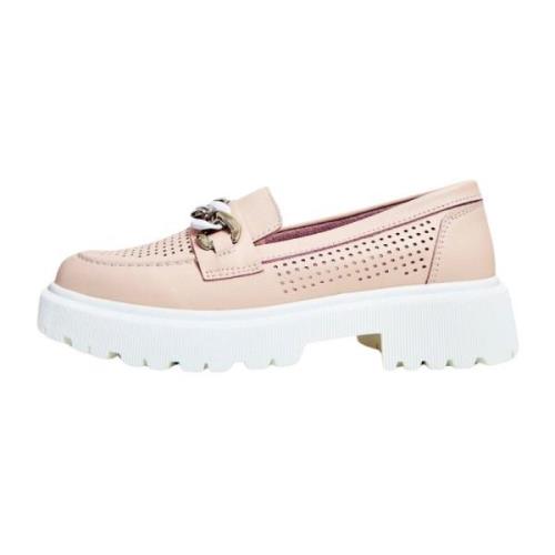 Pink Block Heel Loafers
