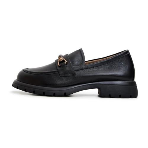 Sorte Læder Platform Loafers