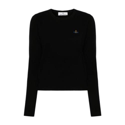 Sort Merino Uld-Kashmir Sweater med Orb Logo