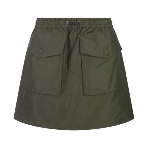 Grøn Taffeta Twill Mini Nederdel