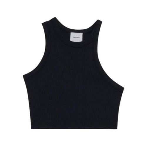 Asymmetrisk Tank Top Crop Sort