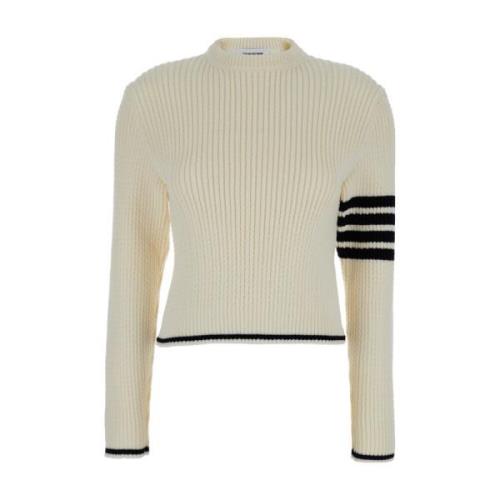 Hvid Crewneck Sweater 4-Bar Detalje