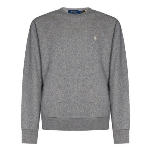 Melange Grå Crewneck Sweatshirt med Pony Broderi