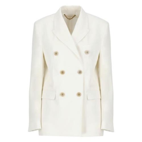 Ivory Jakke Peak Lapel Lange Ærmer