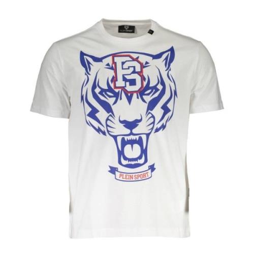 Hvid T-shirt med print og logo