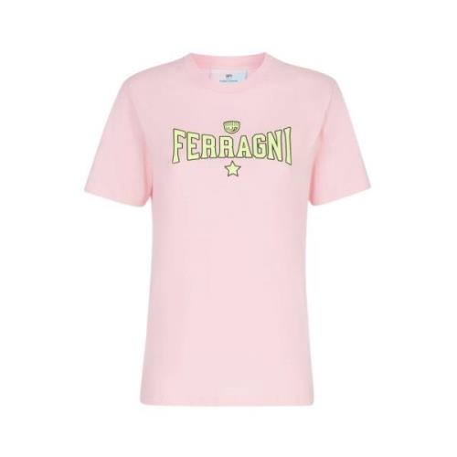 Rosa bomuld T-shirt med Ferragni Stretch Print