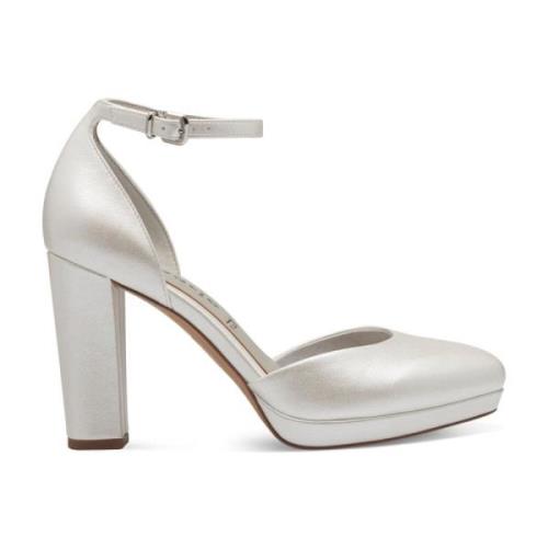 Elegant Hvid Perle Delvist Åbne Pumps