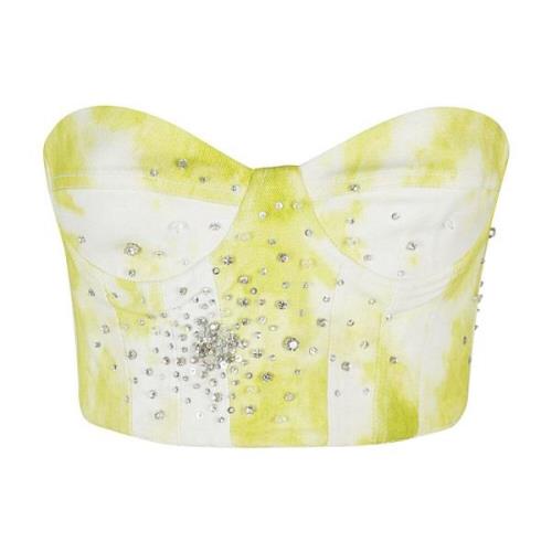 Broderet Tie Dye Denim Bustier