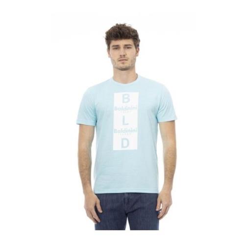 Stilfuld Blå T-shirt med Frontprint