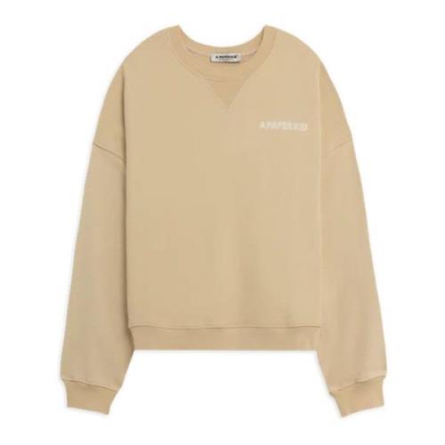 Oversize Sweater Beige V-Indsæt